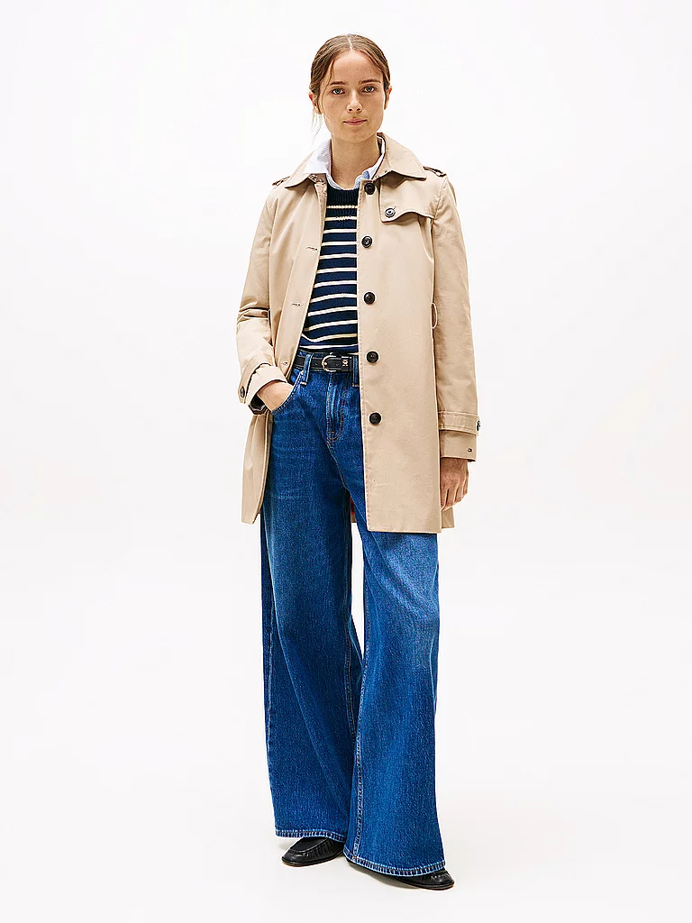 Tommy Hilfiger pour femme. WW0WW24966 Trench-coat à simple boutonnage beige (M), Casuel, Coton 3